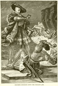 Columbus Knocking Down the Insolent Jew by English School