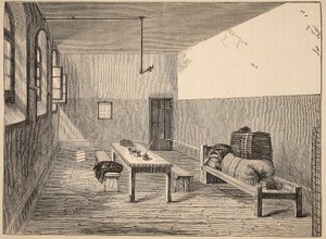 Condemned Cell, Newgate, illustration from The Criminal Prisons of London and Scenes from Prison Life by Henry Mayhew and John Binny, pub. 1862