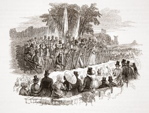 Contest for the Gold Harp at the Royal Denbigh Eisteddfod, before H.R.H. the Duke of Sussex in 1828 by English School