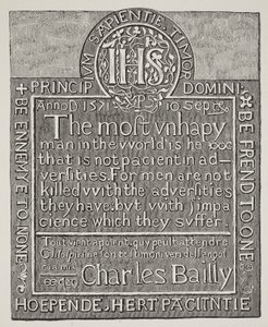 Copy of a carving by Charles Bailly, from the wall of the Beauchamp Tower, Tower of London, 1571 by English School