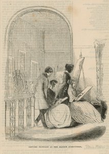 Copying pictures at the British Institution by English School