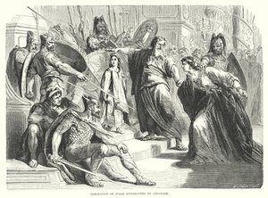 Coronation of Joash Interrupted by Athaliah (engraving) by English School