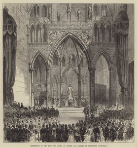 Coronation of the King and Queen of Sweden and Norway in Trondhjem Cathedral by English School