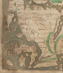 The Tiberius Map, Mappa Mundi (detail) by English School