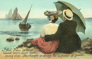 Couple Embracing on Beach by English School