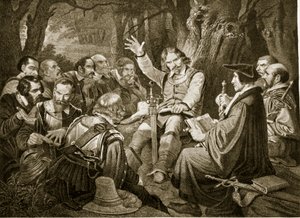 Cromwell before the Battle of Dunbar, 1650, illustration from Hutchinson