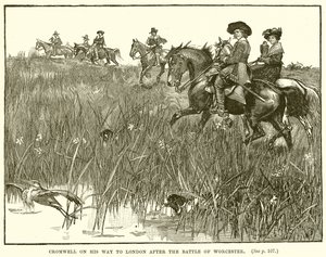 Cromwell on his Way to London after the Battle of Worcester by English School