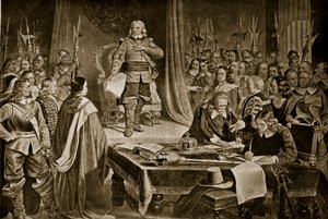 Cromwell refusing the crown, illustration from Hutchinson