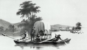 Crossing of the Platte Mouth of Deer Creek, from Exploration and Survey of the Valley of the Great Salt Lake of Utah by Howard Stansbury, published 1852 by English School