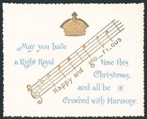 Crown and Music Notes, Christmas Card by English School