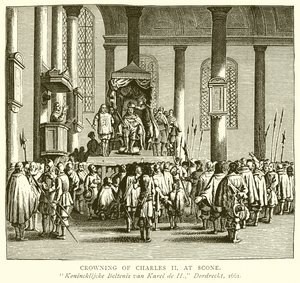 Crowning of Charles II at Scone by English School