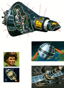Cut-away of Mercury spacecraft by English School