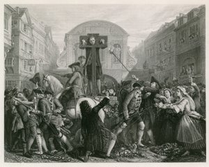 Daniel Defoe in the pillory by English School