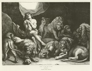Daniel in the Den of Lions by English School
