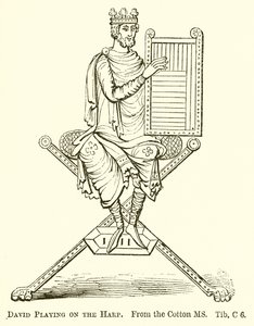 David Playing on the Harp by English School