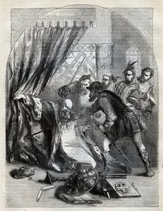 Death of Cardinal Beaton, 29th May 1546 - Cardinal David Beaton (c. 1494-1546), Archbishop of St. Andrews, Murdered during the Scottish Reformation - Engraving from 