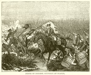 Death of Marshal Schwerin at Prague by English School