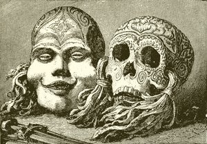 Decorated Dyak Skulls by English School