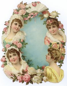 Decoration Featuring Portraits of Women by English School