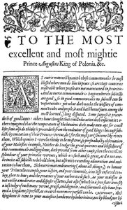 Dedication to the King of Poland Sigismund II Augustus I in The Counsellor, the First English Translation of Wawrzyniec Grzymała Goślicki