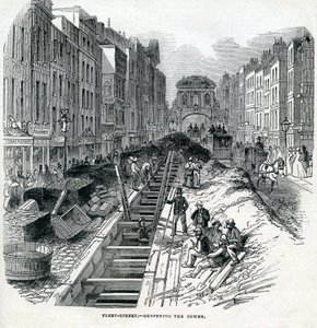 Deepening the Fleet Street Sewer, London, 1845 by English School