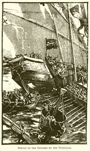 Defeat of the Genoese by the Venetians by English School