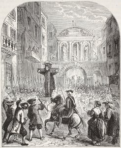Defoe in the Pillory at Temple Bar by English School