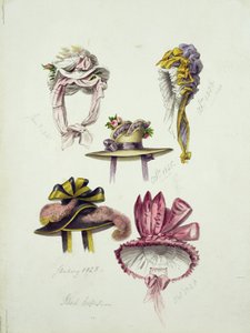 Designs for Regency Hats, 1828