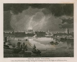 Destruction of Drury Lane Theatre, 24 February 1809 by English School