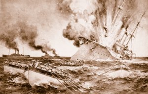 Destruction of the Dresden off Fernandez on March 14th 1915, 1914-19 by English School