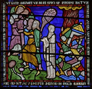 Detail from one of the Bible Windows depicting Lot