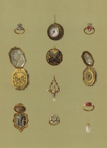 Diamond Ring, Gold Watch, Bloodstone Cameo, Gold Watch, Jewelled Solitaire, Opal Mourning Ring of Mary Queen of Scots, Gold Ring of the Princess Elizabeth, Gold Watch of Octagonal Form, Gold Ring, Pearl Earring by English School