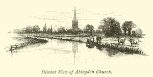 Distant View of Abingdon Church by English School