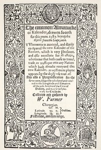 Double Almanack and Prognostication for Dublin for 1587 by English School
