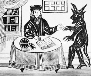 Dr. Faustus in Counsel with the Devil, from Gents translation of Dr. Faustus by Christopher Marlowe, from a collection of chapbooks on esoterica