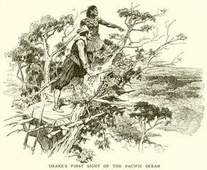 Drakes First Sight of the Pacific Ocean by English School
