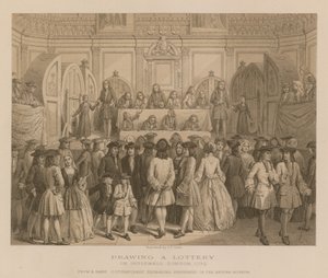 Drawing a lottery in Guildhall, London, 1739 by English School