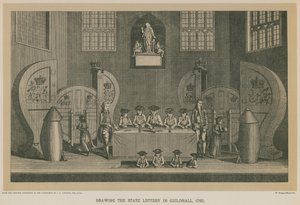 Drawing the state lottery in Guildhall, 1763 by English School