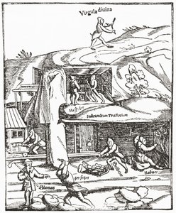 Early Representation of the Divining Rod, Showing a Figure with a Divining Rod Above Ground Searching for Water, Coal or Gold and the Miners Below Ground Toiling to Find Coal. From The Strand Magazine Published 1897.