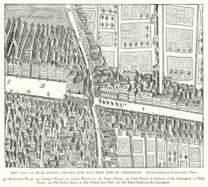 East End of High Street, Nether Bow, and West End of Canongate (engraving) by English School