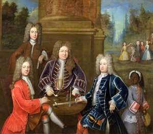 Elihu Yale, the Second Duke of Devonshire, Lord James Cavendish, Mr Tunstal and a Page