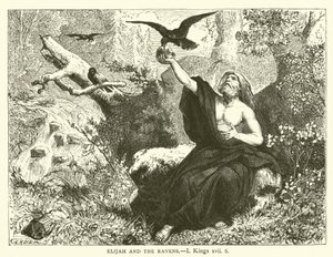 Elijah and the Ravens, I, Kings, xvii, 6 by English School