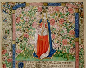 Elizabeth Woodville (c.1437-92) Queen Consort of King Edward IV of England (detail) by English School