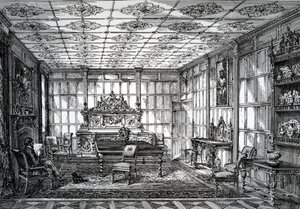 Elizabethan Dining Room, published in The House-Furnisher & Decorator, October 1 1872 by English School