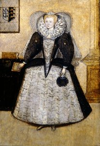 Elizabethan Portrait of a Young Married Mrs. Golbourne, nee Fleetwood by English School