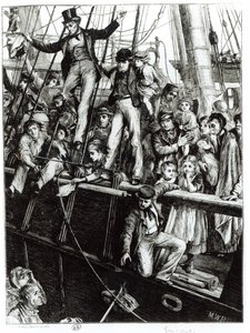 Emigrants Leaving Old England, from the magazine The Graphic, 18th December 1869 by English School