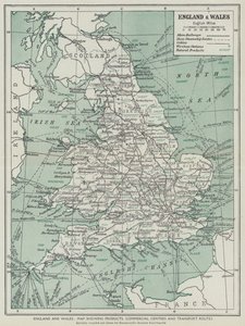 England and Wales, Map Showing Products, Commercial Centres and Transport Routes by English School