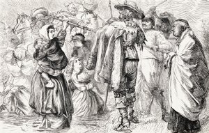 English Protestants being drowned by Irish Catholics during the Irish Rebellion of 1641, c.1865 by English School