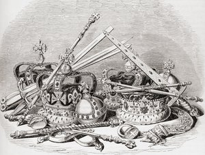 English Regalia, from Old England: A Pictorial Museum, Published 1847 by English School