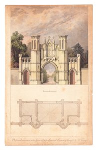 Entrance to Highgate Cemetery published by The Lady Magazine, circa 1839 by English School